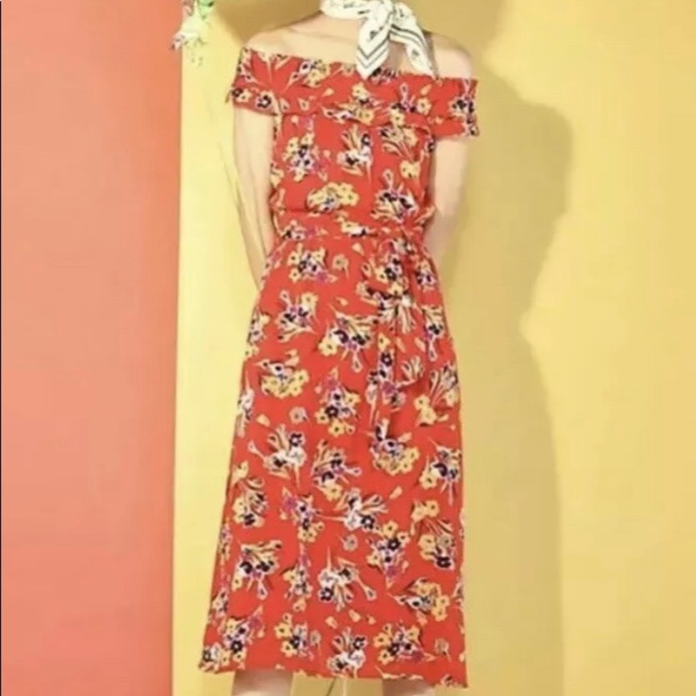 Anthropologie 52 Conversations Red Floral Dress 6